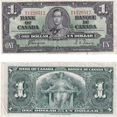 BC-21d 1937 Canada $1 Coyne-Towers, M/N, VF-EF