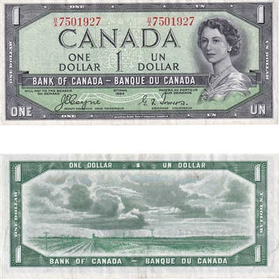 BC-29a 1954 Canada $1 Coyne-Towers, Devil's Face, B/A, VF