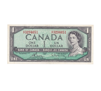 BC-37c 1954 Canada $1 Bouey-Rasminsky, K/F, EF-AU