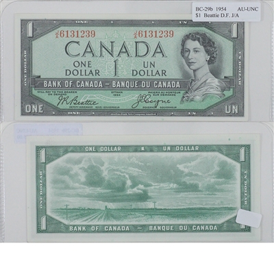 BC-29b 1954 Canada $1 Beattie-Coyne, Devil's Face, J/A, AU-UNC