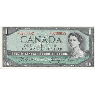 BC-37a 1954 Canada $1 Beattie-Coyne, O/L, EF-AU