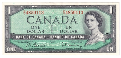 BC-37b 1954 Canada $1 Beattie-Rasminsky, E/O, AU