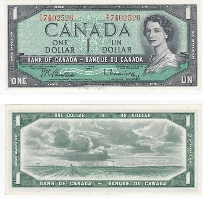 BC-37b 1954 Canada $1 Beattie-Rasminsky, F/N, AU