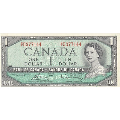 BC-37b 1954 Canada $1 Beattie-Rasminsky, I/Y, AU