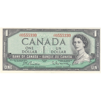 BC-37b 1954 Canada $1 Beattie-Rasminsky, J/Y, AU