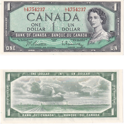 BC-37b 1954 Canada $1 Beattie-Rasminsky, L/O, AU
