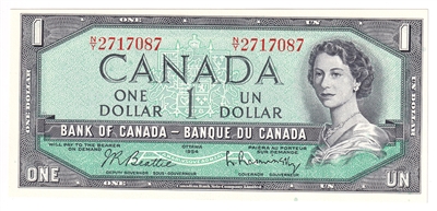 BC-37b 1954 Canada $1 Beattie-Rasminsky, N/Y, UNC