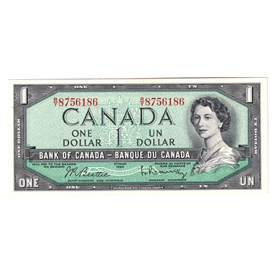 BC-37b 1954 Canada $1 Beattie-Rasminsky, R/Y, UNC