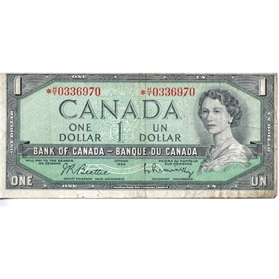 BC-37bA 1954 Canada $1 Beattie-Rasminsky, *H/Y, F-VF