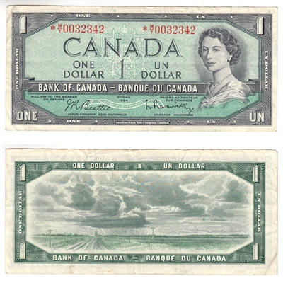 BC-37bA 1954 Canada $1 Beattie-Rasminsky, *M/Y, VF