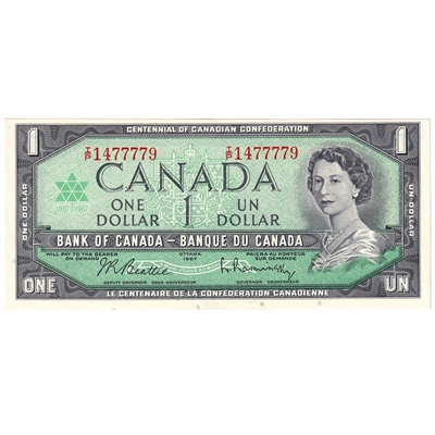 BC-45b-i 1967 Canada $1 Beattie-Rasminsky, I/P, CUNC