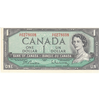 BC-37b-i 1954 Canada $1 Beattie-Rasminsky, A/F, UNC