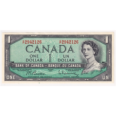 BC-37b-i 1954 Canada $1 Beattie-Rasminsky, C/F, UNC