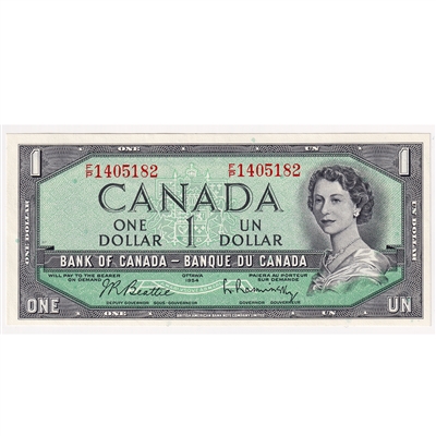 BC-37b-i 1954 Canada $1 Beattie-Rasminsky, F/P, AU-UNC