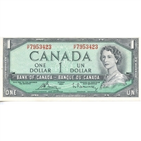 BC-37b-i 1954 Canada $1 Beattie-Rasminsky, H/F, AU