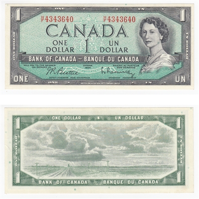 BC-37b-i 1954 Canada $1 Beattie-Rasminsky, H/F, EF