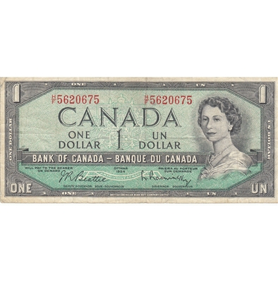 BC-37b-i 1954 Canada $1 Beattie-Rasminsky, H/F, F