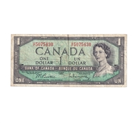 BC-37b-i 1954 Canada $1 Beattie-Rasminsky, H/F, F-VF