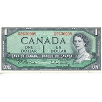 BC-37b-i 1954 Canada $1 Beattie-Rasminsky, H/M, AU