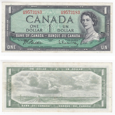 BC-37b-i 1954 Canada $1 Beattie-Rasminsky, H/M, EF