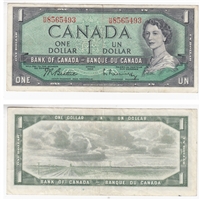 BC-37b-i 1954 Canada $1 Beattie-Rasminsky, H/M, VF