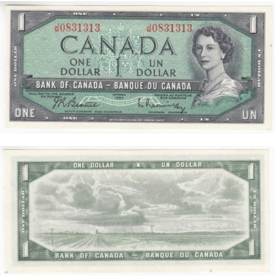 BC-37b-i 1954 Canada $1 Beattie-Rasminsky, J/M, AU