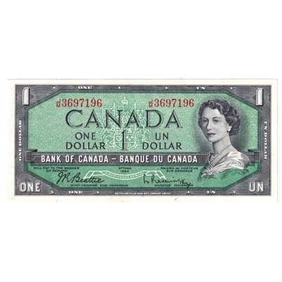 BC-37b-i 1954 Canada $1 Beattie-Rasminsky, J/M, AU-UNC