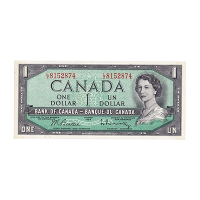 BC-37b-i 1954 Canada $1 Beattie-Rasminsky, L/Z, CUNC