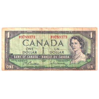 BC-37b-i 1954 Canada $1 Beattie-Rasminsky, M/P, circ
