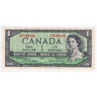 BC-37b-i 1954 Canada $1 Beattie-Rasminsky, M/P, VF