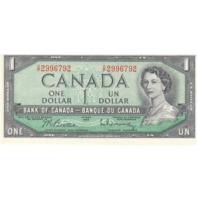 BC-37b-i 1954 Canada $1 Beattie-Rasminsky, O/P, UNC