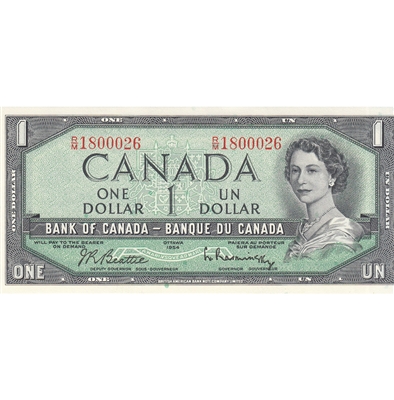 BC-37b-i 1954 Canada $1 Beattie-Rasminsky, R/M, CUNC