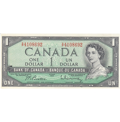 BC-37b-i 1954 Canada $1 Beattie-Rasminsky, S/P, UNC