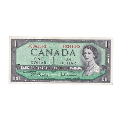 BC-37b-i 1954 Canada $1 Beattie-Rasminsky, V/P, AU-UNC