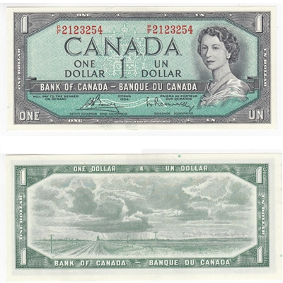 BC-37c 1954 Canada $1 Bouey-Rasminsky, P/F, AU-UNC