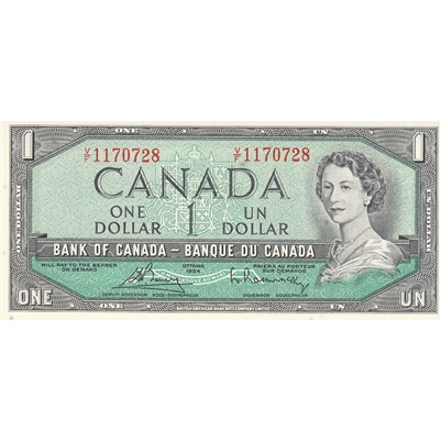 BC-37c 1954 Canada $1 Bouey-Rasminsky, V/F, CUNC