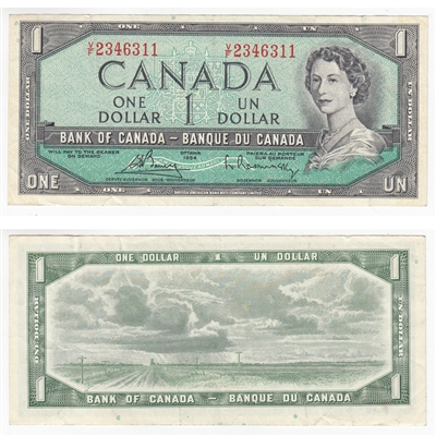 BC-37c 1954 Canada $1 Bouey-Rasminsky, V/F, VF-EF