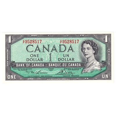 BC-37d 1954 Canada $1 Lawson-Bouey, V/F, UNC