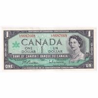 BC-45b 1967 Canada $1 Beattie-Rasminsky, L/O, AU