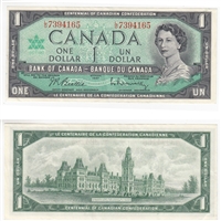 BC-45b 1967 Canada $1 Beattie-Rasminsky, L/O, VF-EF