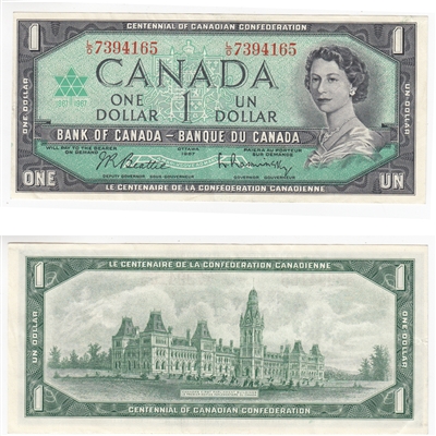 BC-45b 1967 Canada $1 Beattie-Rasminsky, L/O, VF-EF