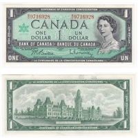 BC-45b 1967 Canada $1 Beattie-Rasminsky, M/O, AU-UNC