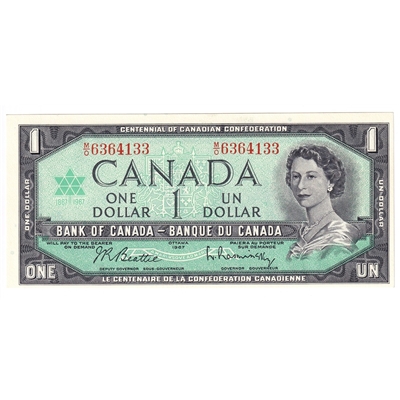 BC-45b 1967 Canada $1 Beattie-Rasminsky, M/O, CUNC