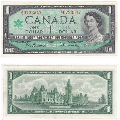 BC-45b 1967 Canada $1 Beattie-Rasminsky, M/O, EF-AU