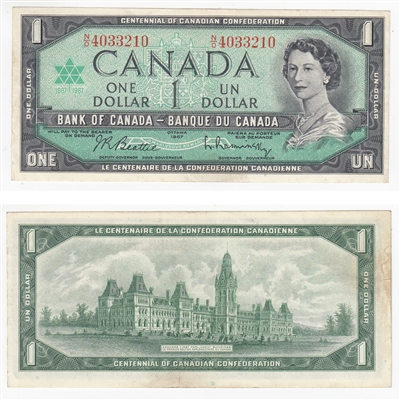 BC-45b 1967 Canada $1 Beattie-Rasminsky, N/O, EF-AU