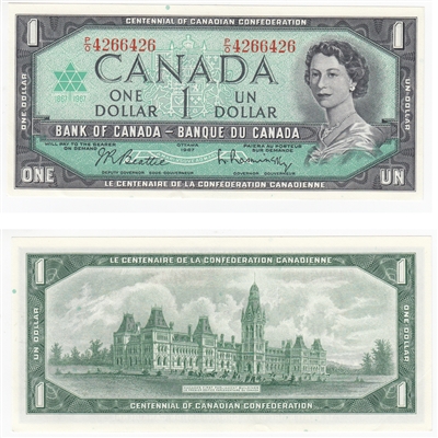 BC-45b 1967 Canada $1 Beattie-Rasminsky, P/O, AU