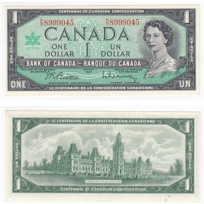 BC-45b 1967 Canada $1 Beattie-Rasminsky, P/O, AU-UNC