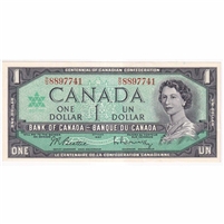 BC-45b 1967 Canada $1 Beattie-Rasminsky, R/O, AU-UNC