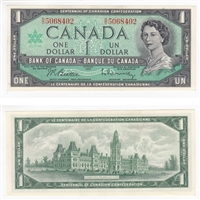 BC-45b 1967 Canada $1 Beattie-Rasminsky, R/O, UNC
