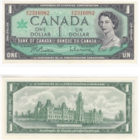 BC-45b 1967 Canada $1 Beattie-Rasminsky, S/O, AU